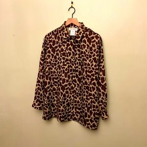 Jones New York women blouse size 16W color brown and tan, length 29 inches NWOT